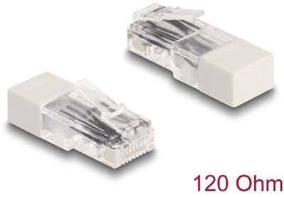 Delock RJ45 plug with terminating resistor 120 Ohm white