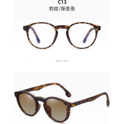 dames Magneet Clip-on Zonnebril Mode Dubbel Glas Luxe Rond Bruin Verloop Zonnebril Op Maat Sterkte voor dagelijks gebruik Polarized