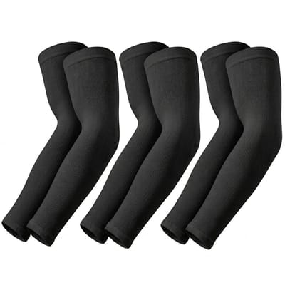 Zwarte armstukken unisex 3 paar verkoelende ademende rekbare sneldrogende sport mouwen met elastische pasvorm voor fietsen hardlopen outdoor activiteiten en dagelijks gebruik