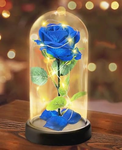 Luxe Roos Cadeau voor Vrouwen - Eeuwige Roos in Glas met Verlichting voor Verjaardag of Jubileum