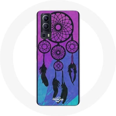 Vivo Y72 Case Dream Catcher Zwart Blauwe en Paarse Achtergrond