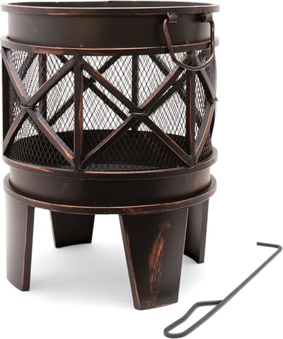 Nexvo® Vuurkorf Met Vonkenscherm - Vuurkorf - Vuurhaard – Zwart - 42cm x 42cm x 53cm; 7kg