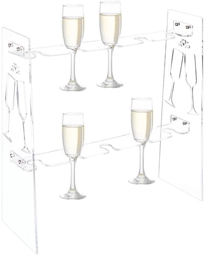 ONF3 - Champagneglas Houder - 2 Laags - Stabiel en Duurzaam - Transparant - Fluitglas Rack - Ideaal voor Feesten en Bruiloften