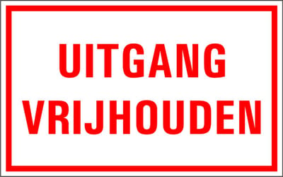 Bordje uitgang vrijhouden, kunststof 200 x 125 mm
