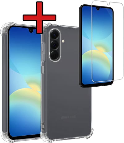 Hoesje - Met Screenprotector - Geschikt voor Samsung Galaxy A26 - Sterk & Shockproof - Back Cover - Siliconen Case - Telefoon Hoes - Shock Proof - Telefoonhoes - Transparant