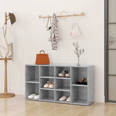 vidaXL - Schoenenbank - 103x30x55 - cm - bewerkt - hout - betongrijs