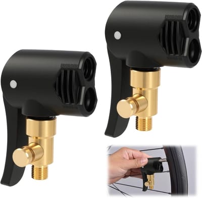 Set van 2 universele ventieladapters voor autobanden, messing met vergrendelingshendel en ontluchtingsventiel, ideaal voor luchtpomp accessoires voor auto, motor, fiets en vrachtwagen