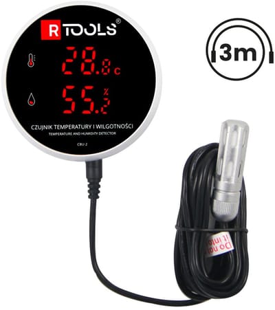 Rtools CBU-2 Wifi Hygrometer – Thermometer + Luchtvochtigheid – 3m kabel sonde – Tuya/Smart Life - Smarthome