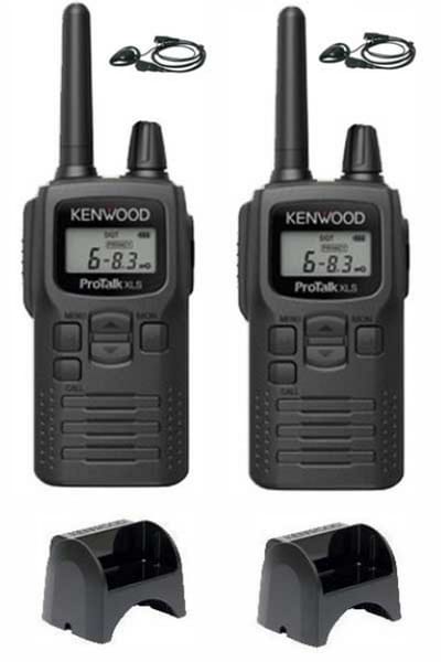 Set van 2 Kenwood PKT-300 ProTalk XLS IP52 PMR446 mini portofoons en D-shape oortje
