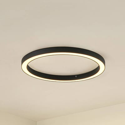 Lucande LED plafondlamp Neor, zwart, Ø 60 cm, CCT, dimbaar