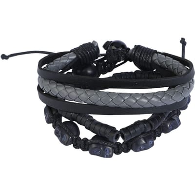 Rock Rebel by EMP - Rock Armband Set - Skulls - zwart-grijs
