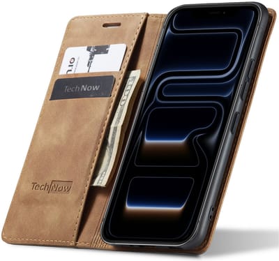 Hoesje geschikt voor iPhone 17 Pro - Book Case Leer Slimline Bruin