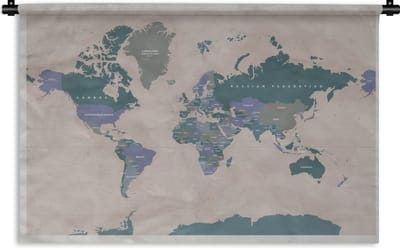 Wandkleed Eigen Wereldkaarten - Vintage Wereldkaart oud roze Wandkleed katoen 120x80 cm - Wandtapijt met foto