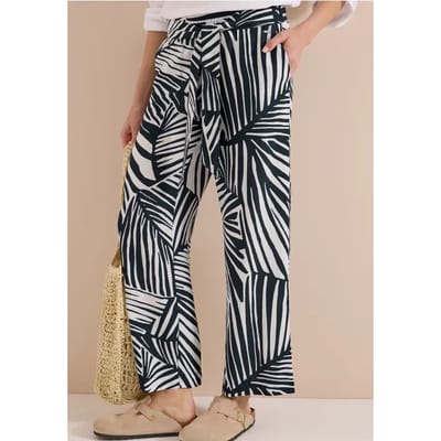Wide Legs broek met print en riemdetail