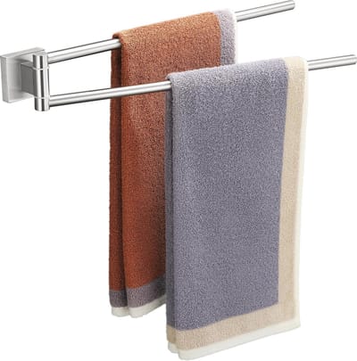 Handdoekhouder 39 cm van roestvrij staal, dubbel draaibaar voor badkamer en keuken
