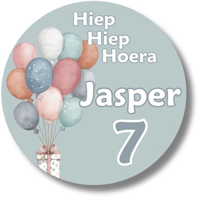 Gepersonaliseerde Verjaardagsstickers Ballonnen | Naam & Leeftijd | 20 Stuks | Stickers