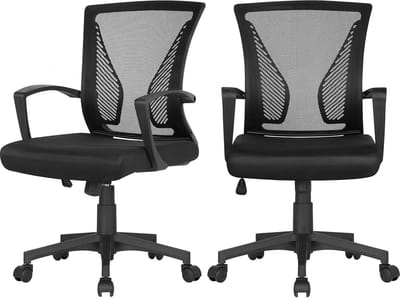 Bureaustoelen Set - Ergonomische stoelen - Thuiswerken Kantoor - Verstelbaar Kantelbaar - 2 stuks - Zwart