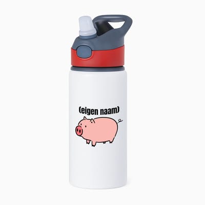 Hacebo® - varken met eigen naam waterfles met rietje rood - Varken - boeren/varken liefhebbers - iemand die houdt van varkens - verjaardag - cadeau - kado - geschenk - water fles - 650ML