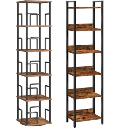 Boekenkast Draaibaar 5-Laags - Ruimtebesparende Staande Boekenkast met 360° Rotatie - Smalle Opbergkast voor Woonkamer, Slaapkamer en Kantoor - Open Kast, Hoekkast, Display Rek, Verticale Opbergplank