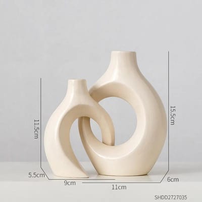 Minimalistische Huisdecoratie Witte Interlock Kandelaar Woonkamer Tafelblad Ornament Keramische Kandelaar Bruiloftsdecoratie Cadeau white