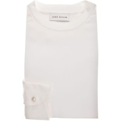 John Miller T-Shirt Round Neck Long Sleeve Jersey Solid Color Antiekwit / male