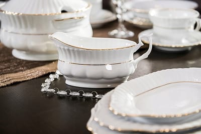 Chodzież Iwona B014 Servies 44 Delen Porselein Goud Rand 12 Pers