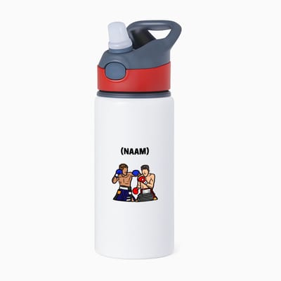 Hacebo® - Boksen met eigen naam waterfles met rietje rood - Sport - Bokser - Vechtsport - water fles - 650ML