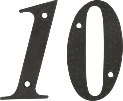 AMIG Huisnummer 10 - massief gesmeed staal - 10cm - incl. bijpassende schroeven - zwart