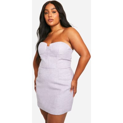 boohoo Dames Plus Boucle Mini Rok | Lila | Maat: 56