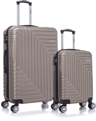 TRALEX - Luminara - 2 Delig kofferset - Grote Set 39L&97L - Handbagage - 39L - 56x37x23cm - Grote koffer - 97L - 76x49x29cm - ABS - Harde schaal - TSA-slot - Lichtgewicht - Flexibel - Duurzaam - rubberen wielen - Dubbele spinnerwielen - Champagne