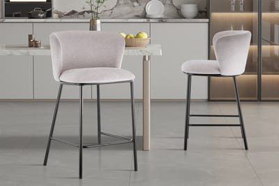 Barstoel Arthur | 53 X 50,5 X 88,5 Cm | Beige - Rousseau - Barstoel - Beige - Stof; Metaal - Set Van 2