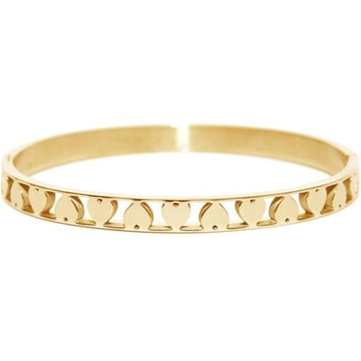 CO88 Collection Sense 8CB 90094 Stalen Bangle met Hartjes - Cadeau voor haar - One-size (60x50x6 mm) - Goudkleurig