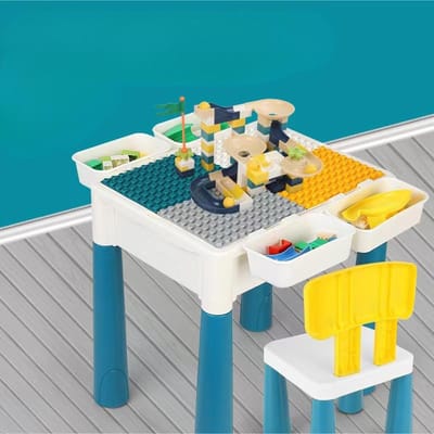 Bouwsteen Tafel Grote Deeltjes Gemonteerd Educatief Kinderspeelgoed Baby Multifunctionele Leertafel voor Mannen en Vrouwen 35*28*18cm