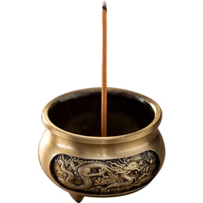 Mini Wierookbrander Drievoetige Gesneden Koperlegering Chinese Stijl Aromatherapie Oven voor Binnen black