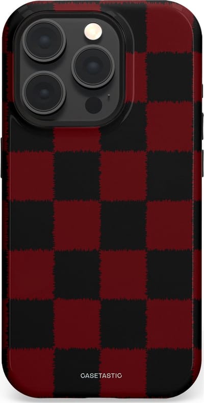 Casetastic hoesje geschikt voor Apple iPhone 15 Pro - MagSafe - Dubbellaagse bescherming - De Houthakker - Fashion Case - Zwart Bordeaux
