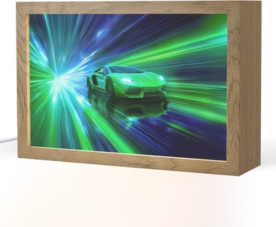 Nachtlampje 30x20 cm - Kinder lampje - Snelheid - Licht - Sportwagen - Groen - Tafellamp kinderkamer - Slaapkamer lamp - Bedlamp kinderen - Kinderlampje stopcontact - Wandlamp babykamer - Nachtlampjes