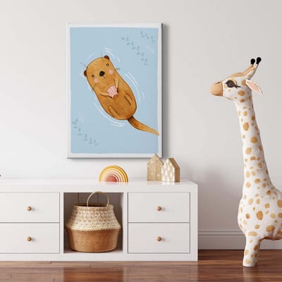 Canvas print DD123191 Otter A.S. Création 0,5 x 0,7 m Blauw Kantoor Hal/Gang Keuken Slaapkamer Woonkamer