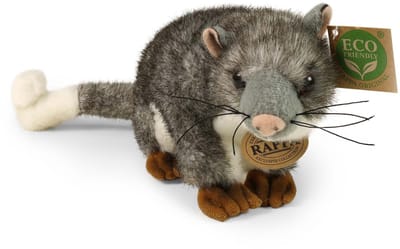 Pluche Possum 22 Cm Milieuvriendelijk - UNI - realistische knuffel van recyclede PET flessen - buidelrat grijs wit