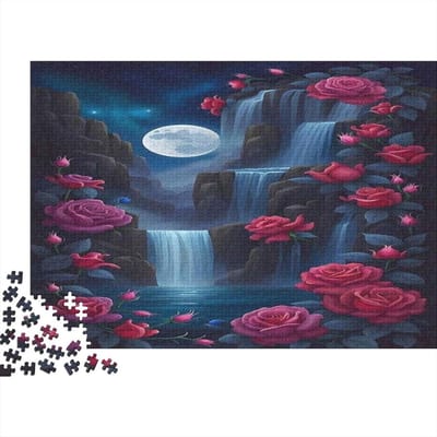 Legpuzzel Watervallen - Houten Puzzel IQ Spel - Ontspanning Thuis - Met Bonus Poster - 75 x 50 cm - Stijl
