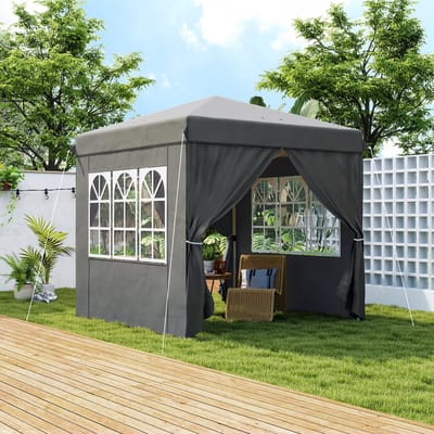 MODFU - Paviljoen - Inklapbaar En In Hoogte Verstelbaar - Voor Tuin En Kamperen - Polyester - Donkergrijs - 250 x 250 x 268 cm