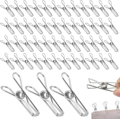 Allecto Plus - RVS Wasknijpers 100 Stuks 4.5 cm voor Handdoeken Kleding Sokken