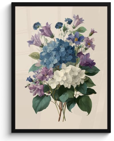 Poster in lijst - Fotolijst 60x80 cm - Posters - Bloemen - Gedetailleerd - Rust - Realistisch - Posterlijst zwart - Decoratie - Wanddecoratie woonkamer - Muurdecoratie slaapkamer