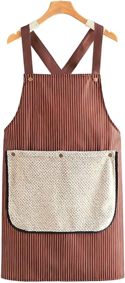 Schort - Keukenschort - Waterdicht en vlekbestendig - Professioneel Kookschort - Met zakken en verwijderbare handdoeken - Schort voor Dames en Heren - Koffiebruin