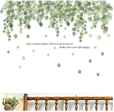 Store_8 - Green PVC Wall Stickers - Eucalyptus Bladeren - Uniek Ontwerp - Groen - Waterdicht - Geschikt voor Woonkamer en Slaapkamer