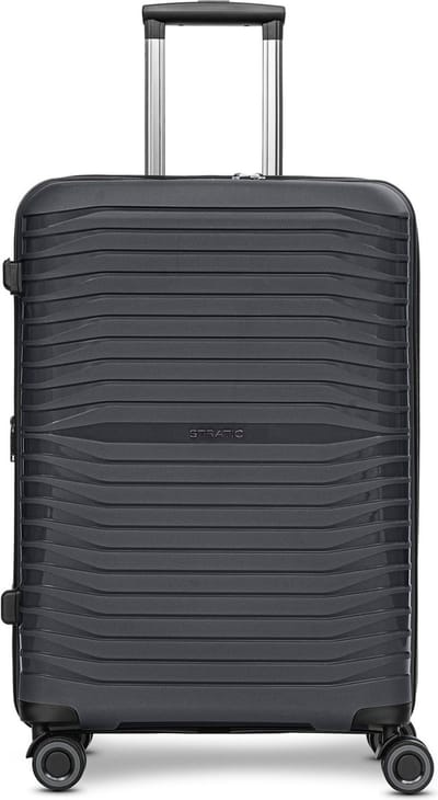 Stratic Shine 4 wielen Trolley 66 cm met uitbreidingsplooi - Harde bagage - TSA slot - black