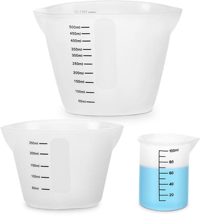 Dailygoods- Siliconen Maatbekers Set van 3 - Herbruikbare 100ml/250ml/500ml - Duurzaam - Flexibel - Voor Gietvormen - Nauwkeurig Meten