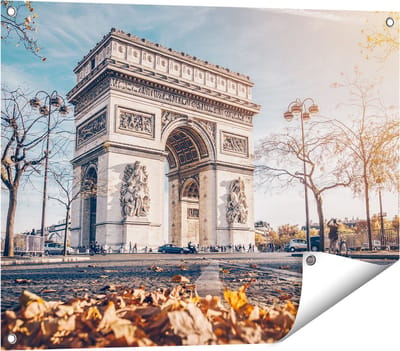 Gards Tuinposter Arc de Triomphe in Parijs tijdens de Herfst - 80x60 cm - Tuindoek - Tuindecoratie - Wanddecoratie buiten - Tuinschilderij