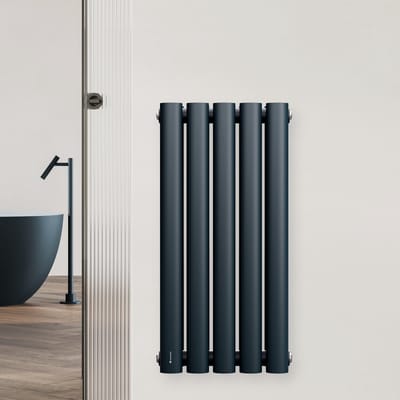 Blumfeldt Heizkörper Middenaansluiting - 360 W Wandheizkörper, Poedercoated staal, Energiebesparende warmwaterwerking, ½''-Middenaansluiting, Dubbelwandig, 60x30 cm, Antraciet