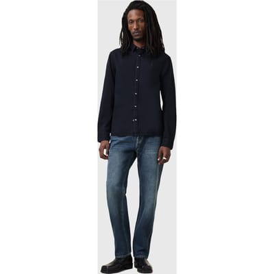 AllSaints Gleason Ls Shirt Blue Black Maat: XS | Casual Overhemden Outlet | Heren | Zwart