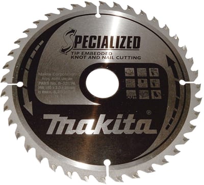 Makita B-33174 Cirkelzaagblad Hout (noest/spijker) | Embedded Tip | 185 x 30 mm | 40-tands